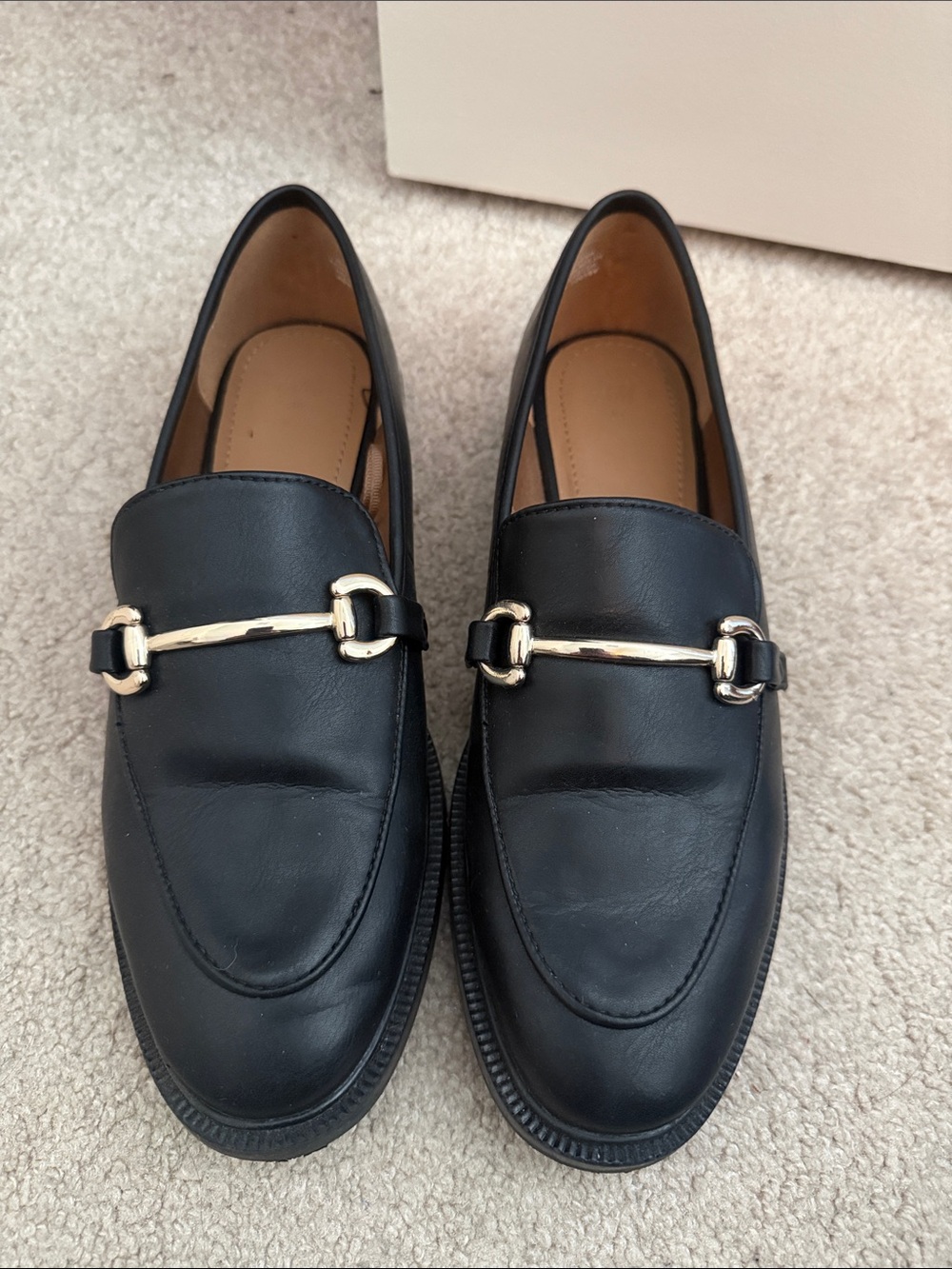 Black Leather Bit Loafers
